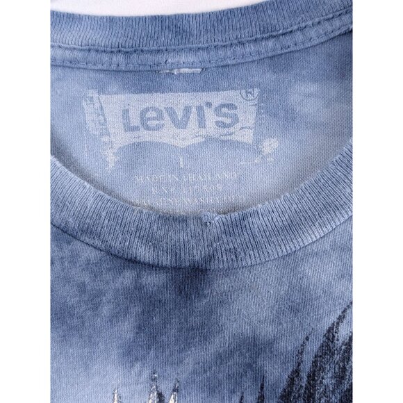 Levis T-Shirt Mens Large Blue Tie-Dye Graphic With Eagle Design 100% Cotton - Picture 8 of 9